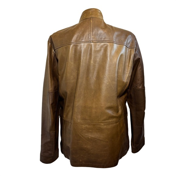 Banana Republic Heritage Mens XL Brown Leather Field Jacket Safari Style Utility - Picture 3 of 16